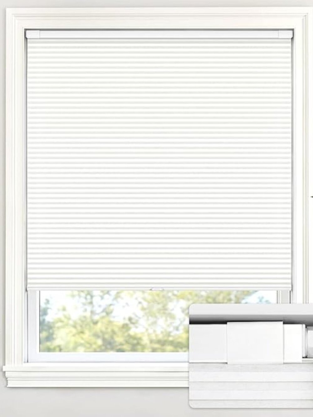 LazBlinds Cordless Cellular Light Filtering Shade No Drill 23.5”W x 72”H White